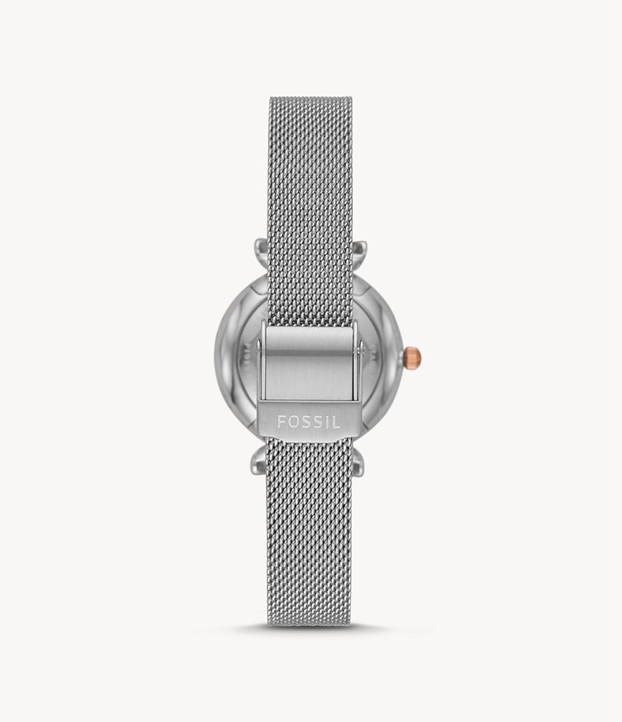 Fossil Carlie Mini Three-Hand Stainless Steel Ure Dame Sølv | HIBJGN-130