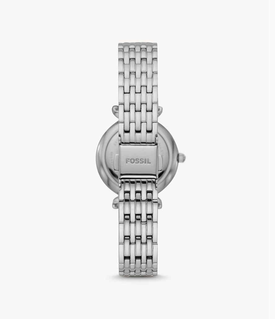 Fossil Carlie Mini Three-Hand Stainless Steel Ure Dame Sølv | TERMKY-146