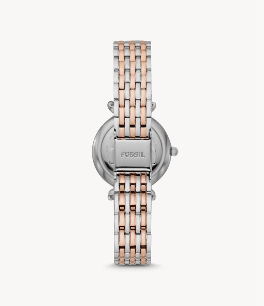 Fossil Carlie Mini Three-Hand Two-Tone Stainless Steel Ure Dame Sølv | HQFNGZ-312