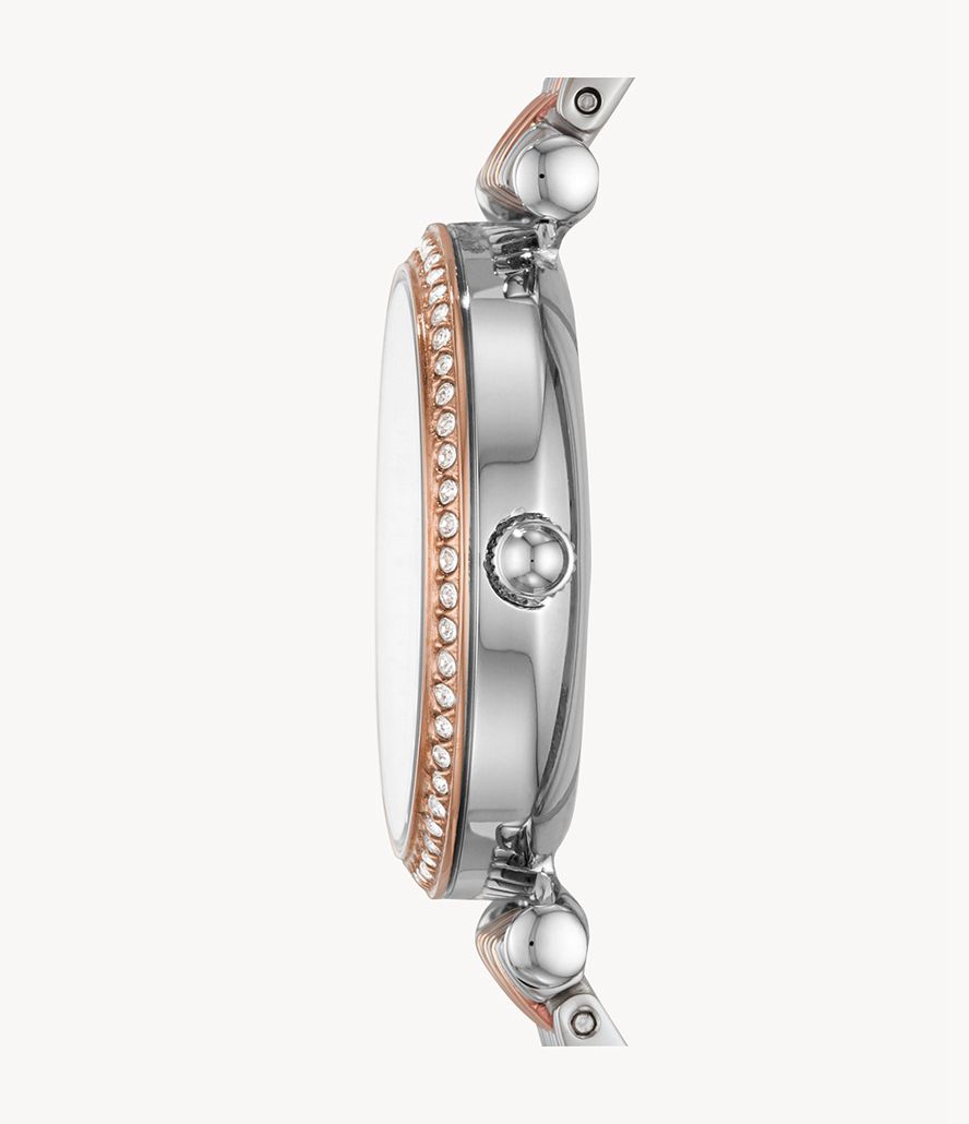 Fossil Carlie Mini Three-Hand Two-Tone Stainless Steel Ure Dame Sølv | HQFNGZ-312