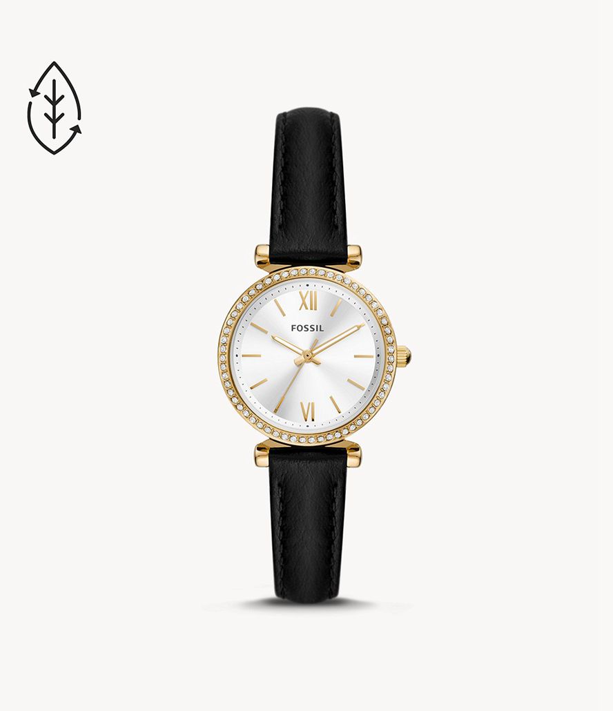 Fossil Carlie Three-Hand Eco Læder Ure Dame Guld | FLRPBI-863