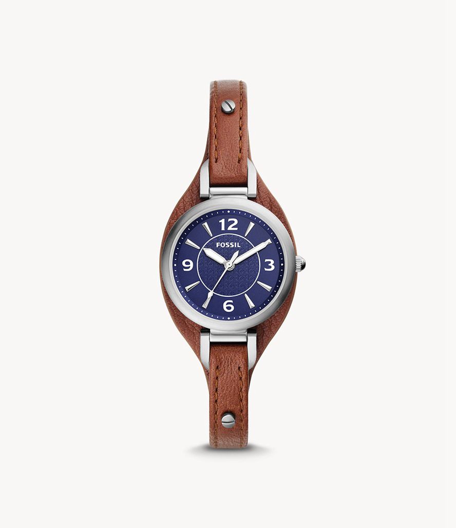 Fossil Carlie Three-Hand Læder Ure Dame Sølv | HFGRJB-217