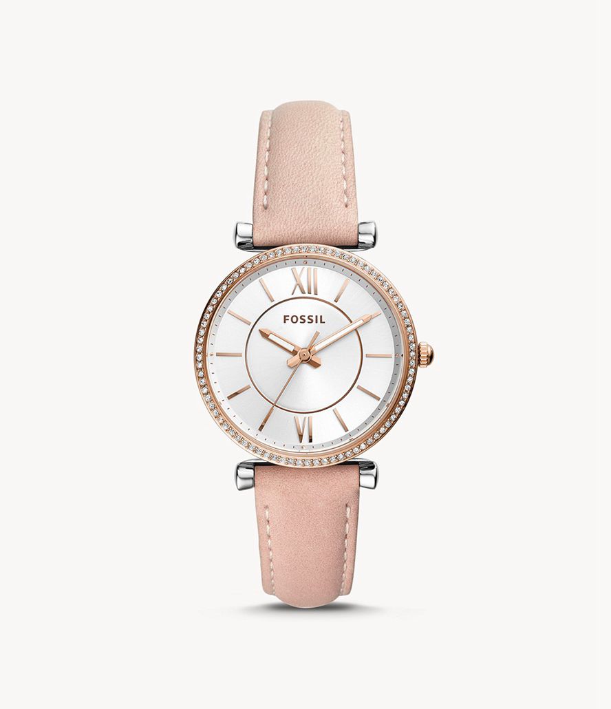 Fossil Carlie Three-Hand Læder Ure Dame Sølv | THIQFA-028