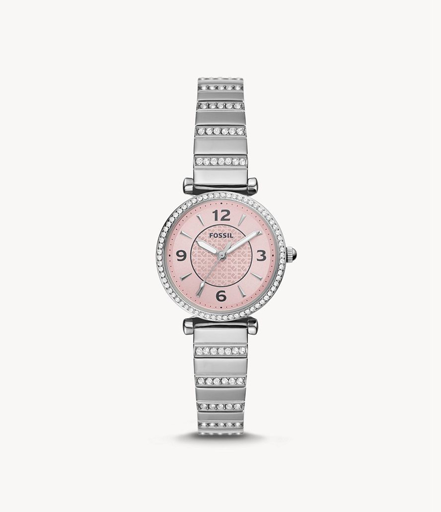 Fossil Carlie Three-Hand Stainless Steel Ure Dame Sølv | HCBDYK-120