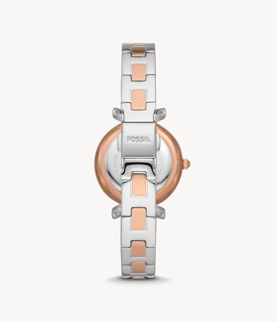 Fossil Carlie Three-Hand Two-Tone Stainless Steel Ure Dame Lyserød Guld | LOQENT-853