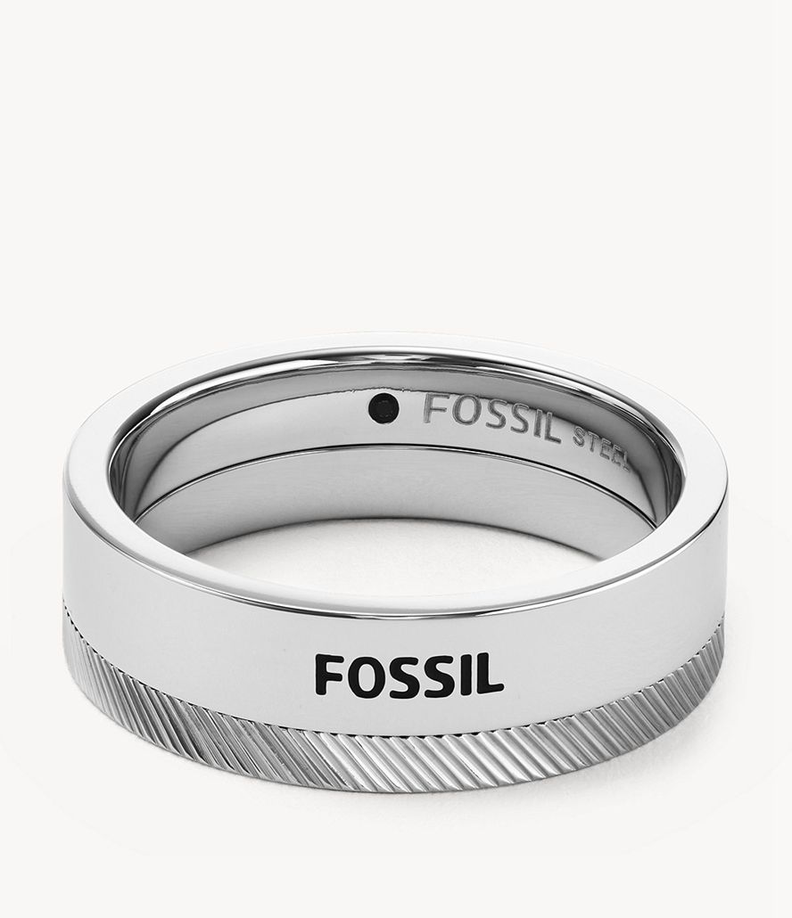 Fossil Chevron Stainless Steel Band Ring Herre Sølv | CVTIFA-169