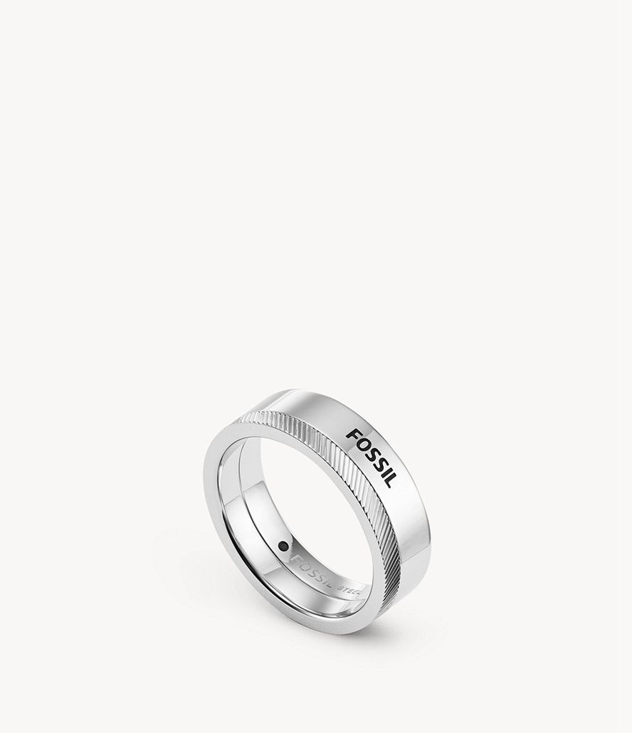 Fossil Chevron Stainless Steel Band Ring Herre Sølv | CVTIFA-169