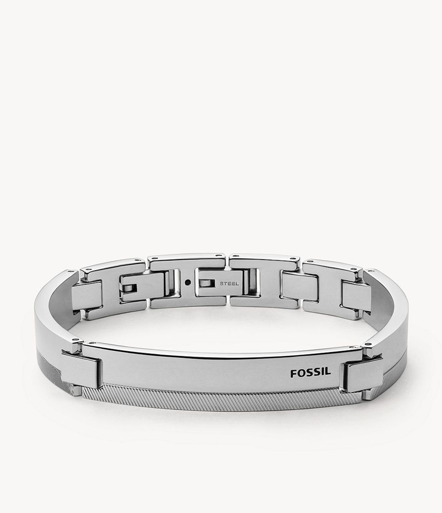 Fossil Chevron Stainless Steel Station Armbånd Herre Sølv | SYPGHD-843