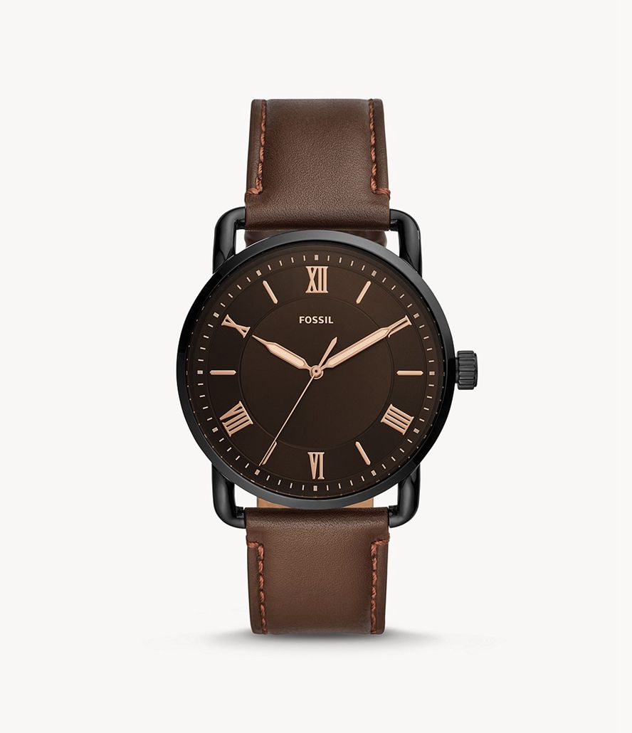 Fossil Copeland 42mm Three-Hand Læder Ure Herre Sort | DIGFMJ-857