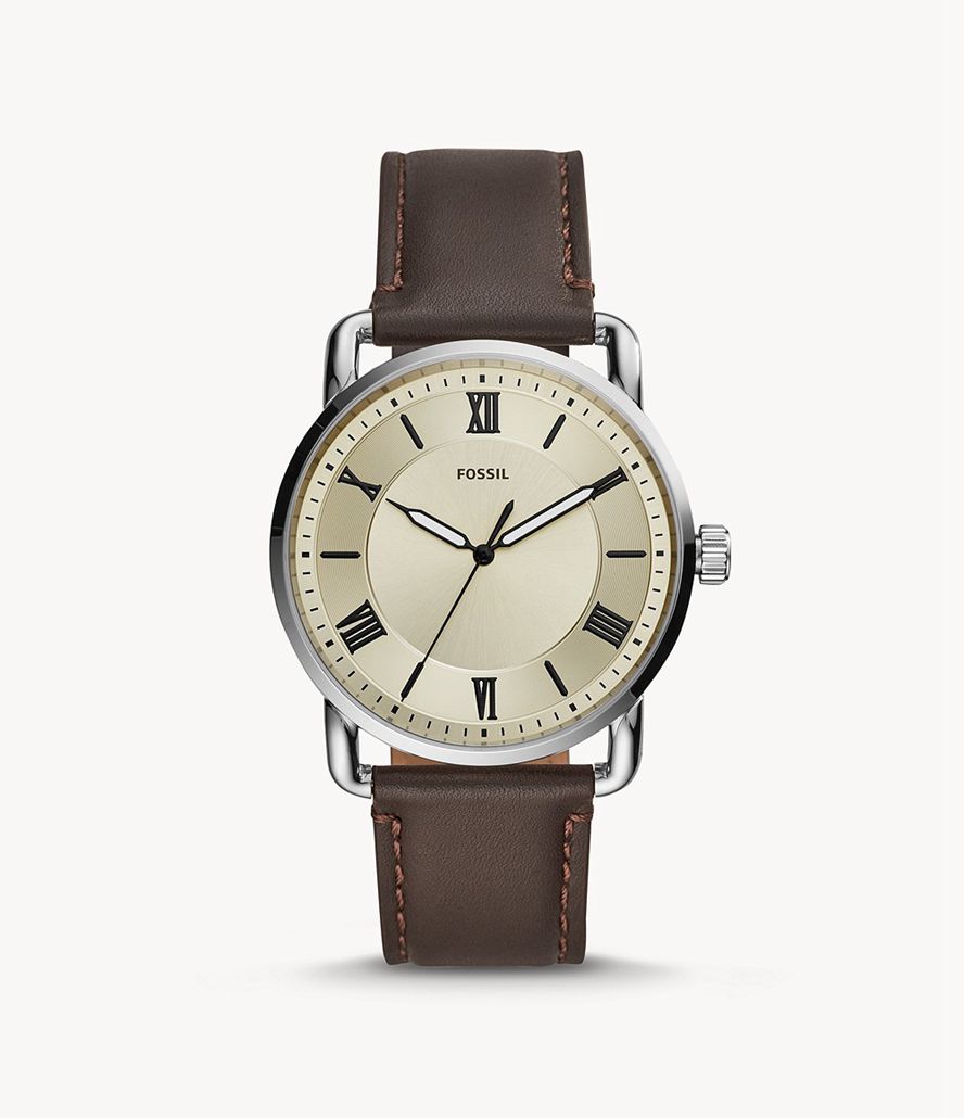 Fossil Copeland 42mm Three-Hand Læder Ure Herre Sølv | LJFCQR-472