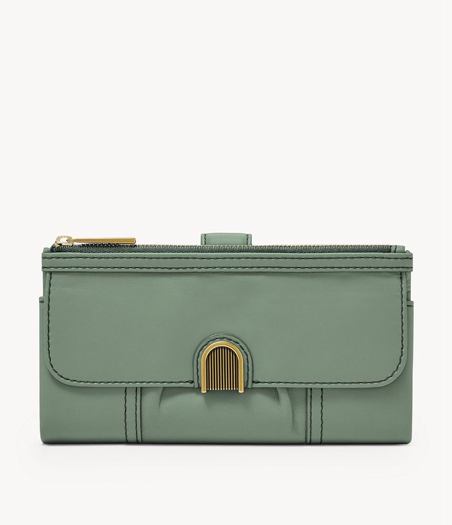 Fossil Cora Clutch Taske Dame Grøn | HLDGVN-062