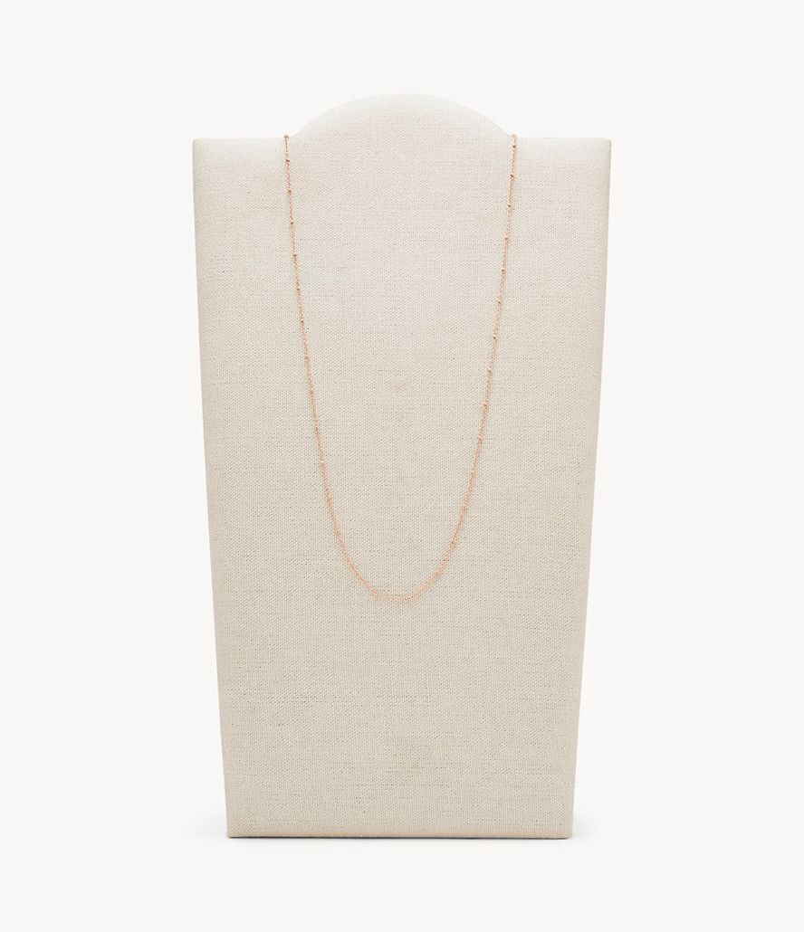 Fossil Corra Oh So Charming Long Tone Stainless Steel Chain Halskæder Dame Lyserød Guld | AEPSLJ-206