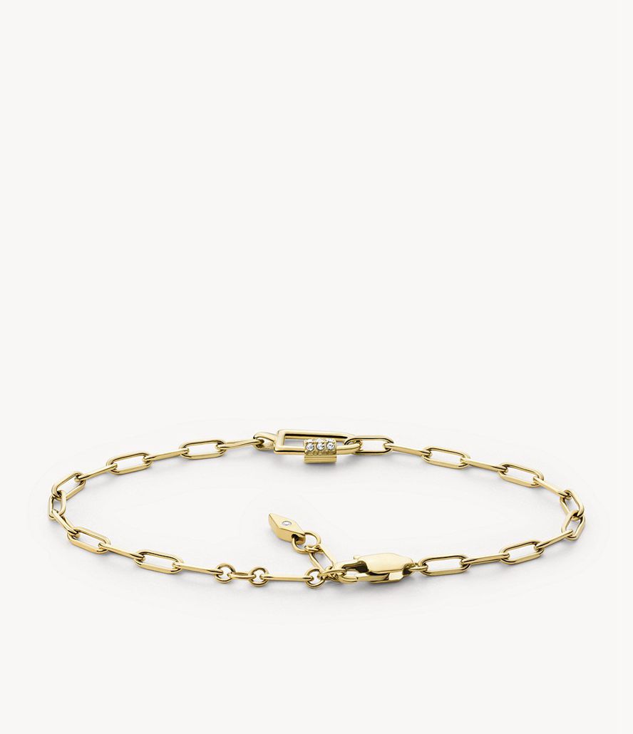 Fossil Corra Oh So Charming Stainless Steel Chain Armbånd Dame Guld | PKNZJU-872