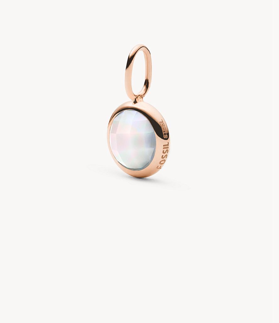 Fossil Corra Oh Soing Mother-Of-Pearl Stainless Steel Birthstone Charms Dame Lyserød Guld | TWNUVI-105