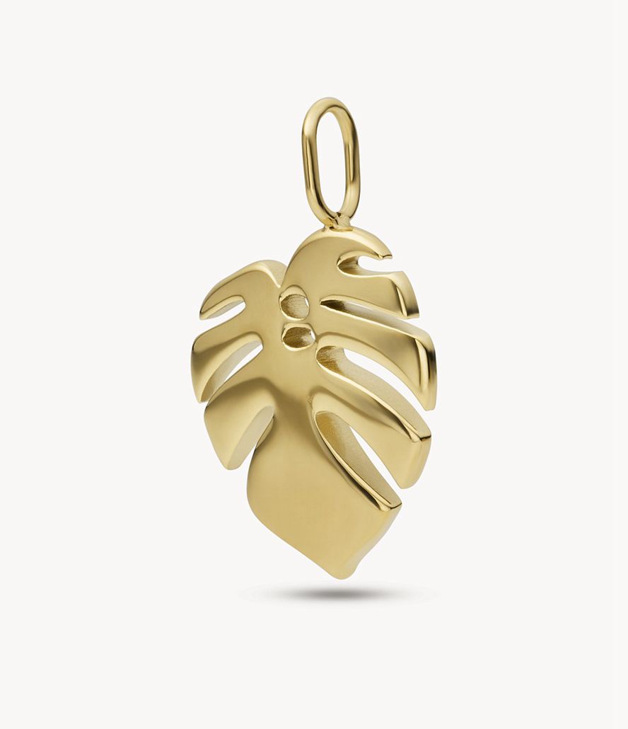 Fossil Corra Oh Soing Stainless Steel Monstera Leaf Charms Dame Guld | DTYSHP-872