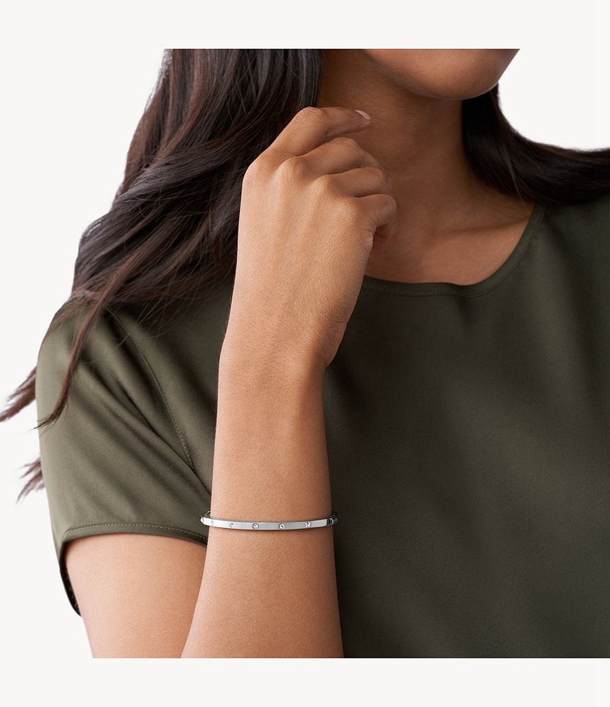 Fossil Dainty Dot Bangle Armbånd Dame Sølv | EYMGUN-506