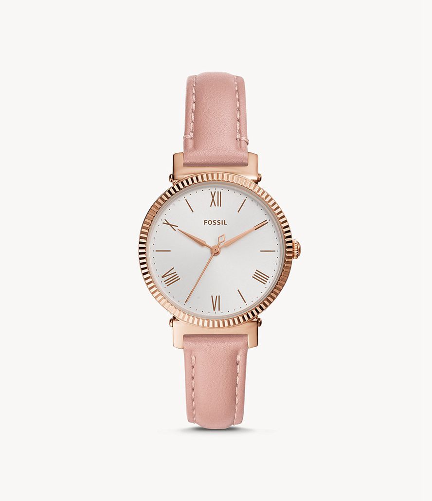 Fossil Daisy Three-Hand Læder Ure Dame Lyserød Guld | ACIFNO-824