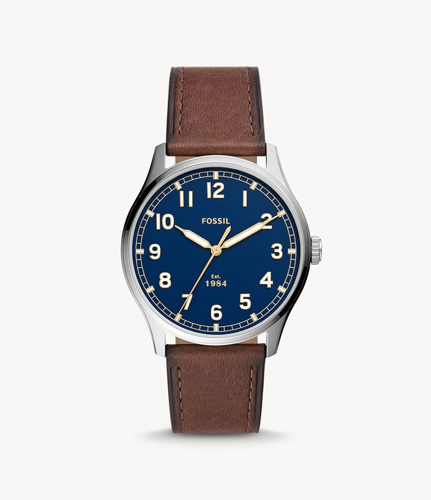 Fossil Dayliner Three-Hand Læder Ure Herre Sølv | HNMLYO-078