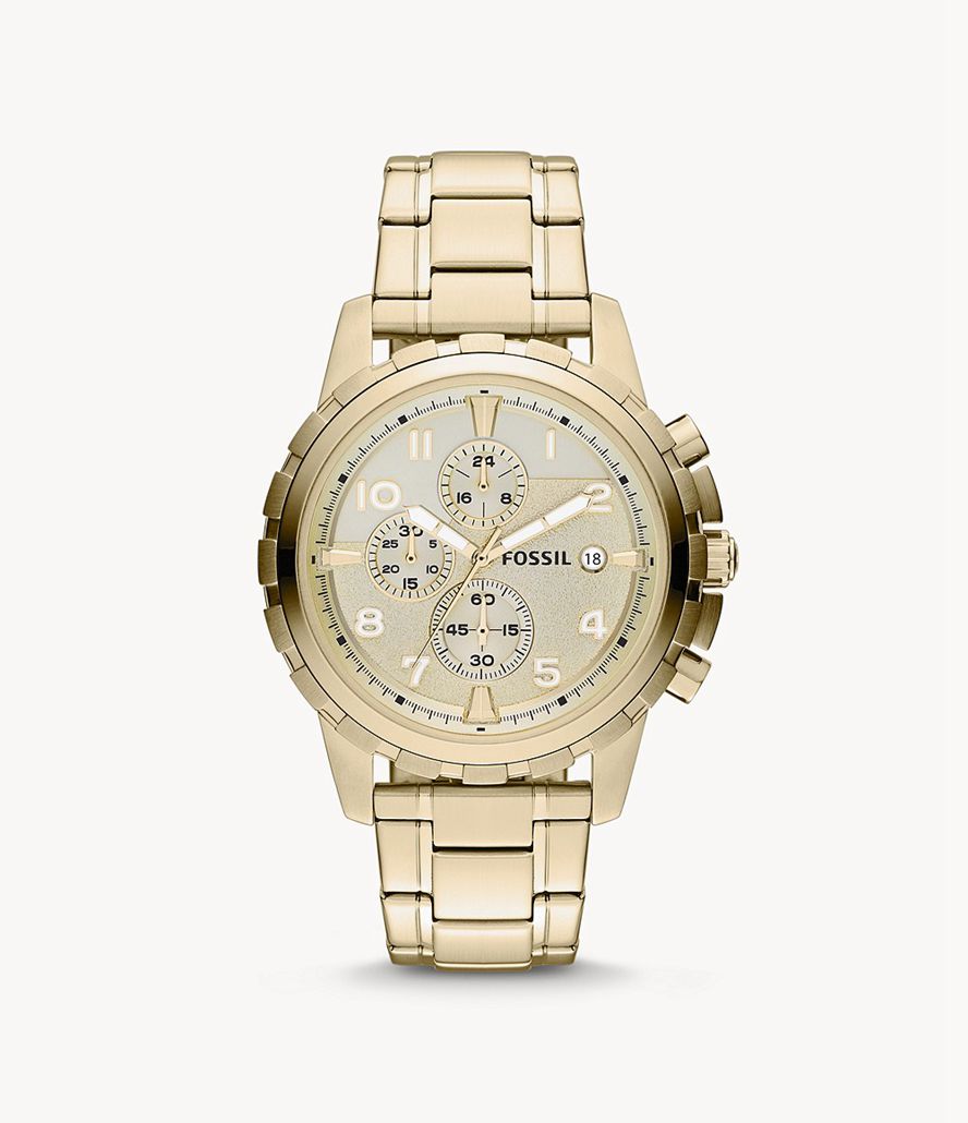 Fossil Dean Kronograf Stainless Steel Ure Herre Guld | RACULS-269