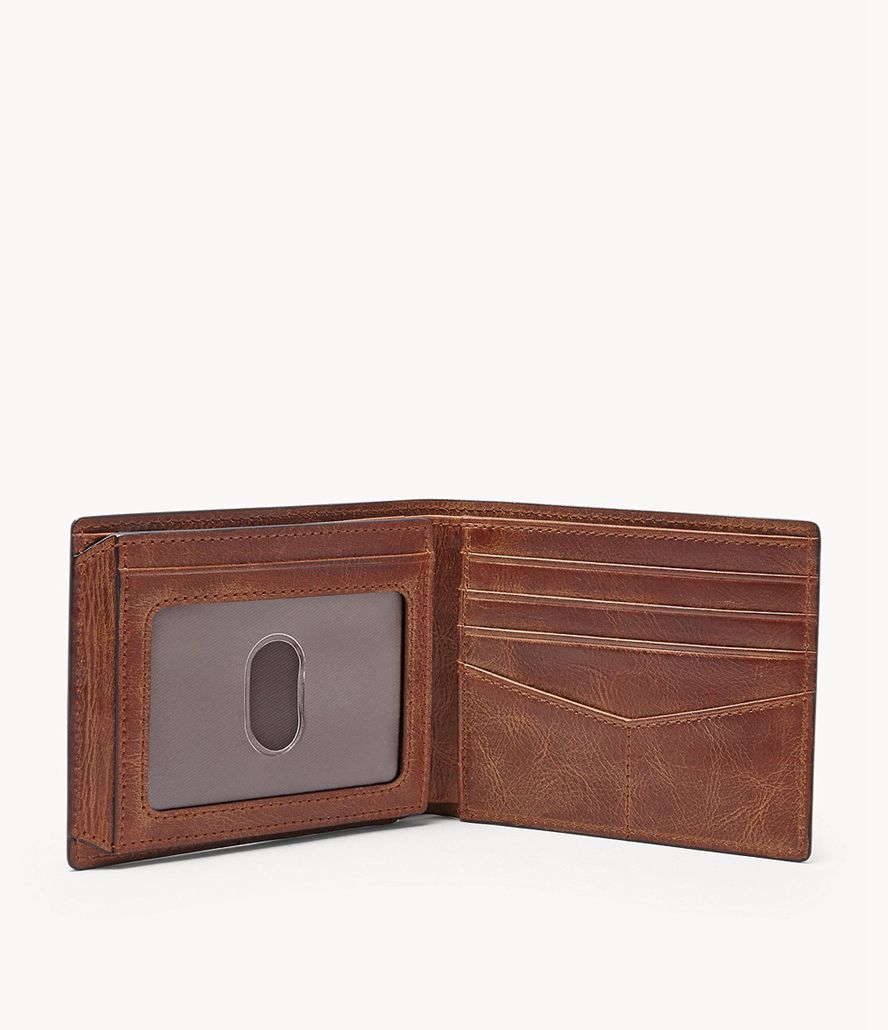 Fossil Derrick Rfid Flip Id Bifold Tegnebog Herre Brune | OTWGSM-915