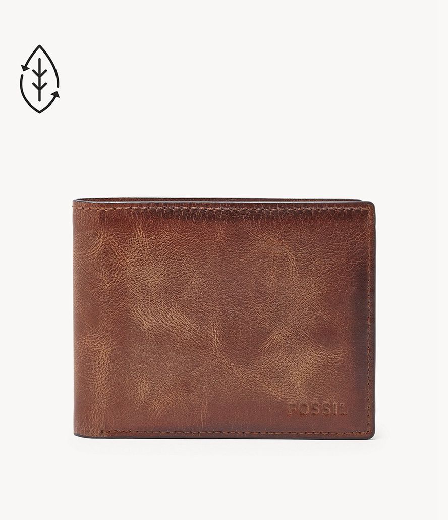 Fossil Derrick Rfid Flip Id Bifold Tegnebog Herre Brune | OTWGSM-915