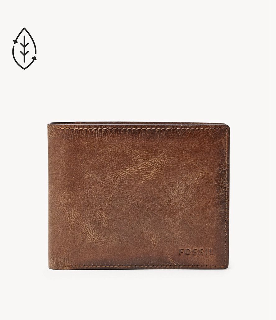 Fossil Derrick Rfid Large Bifold Tegnebog Herre Brune | HZJGRK-956