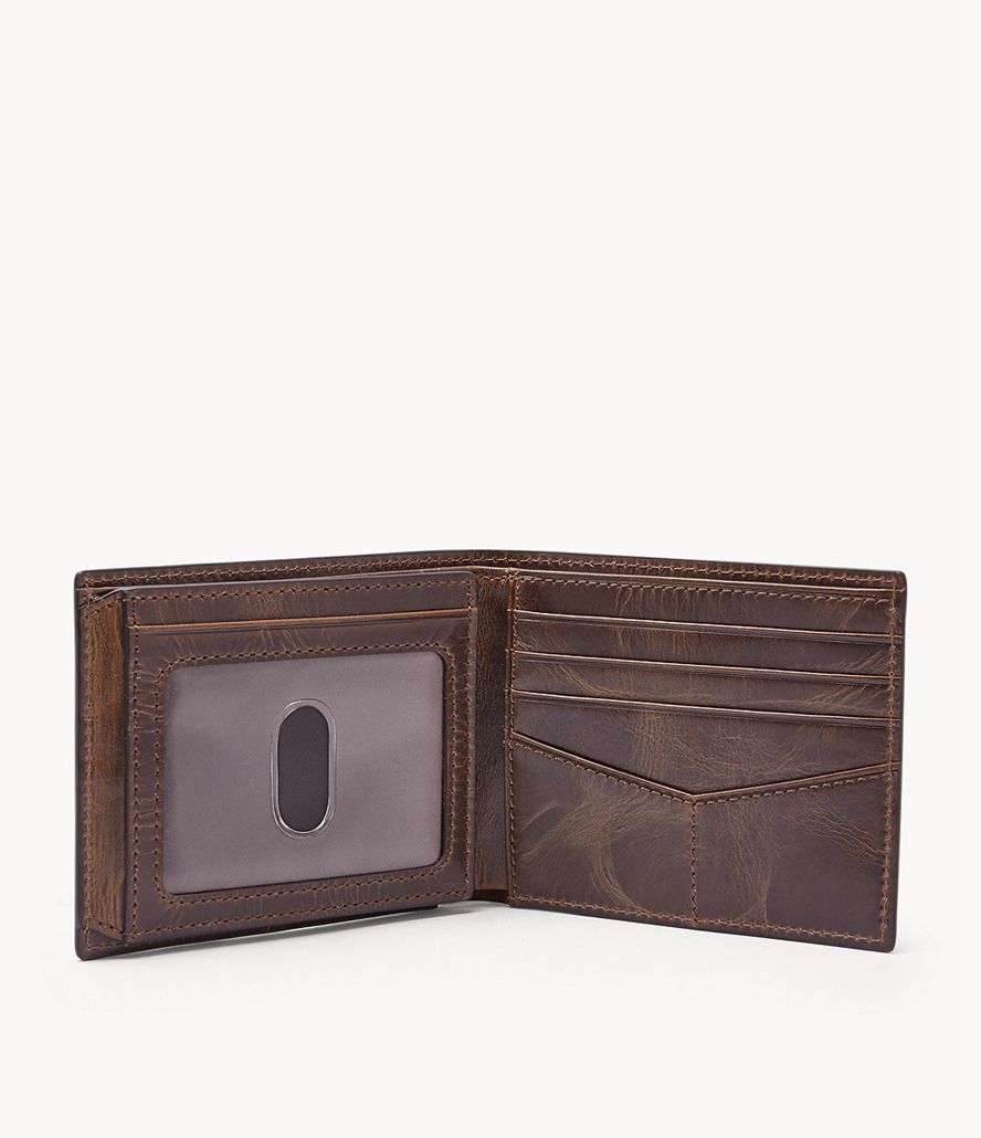 Fossil Derrick Rfid With Flip Id Bifold Tegnebog Herre Brune | EZJXIY-058