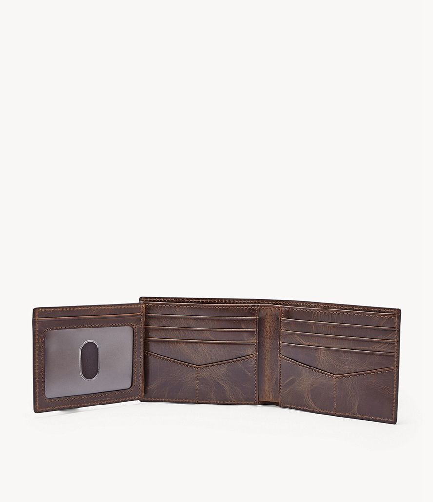 Fossil Derrick Rfid With Flip Id Bifold Tegnebog Herre Brune | EZJXIY-058