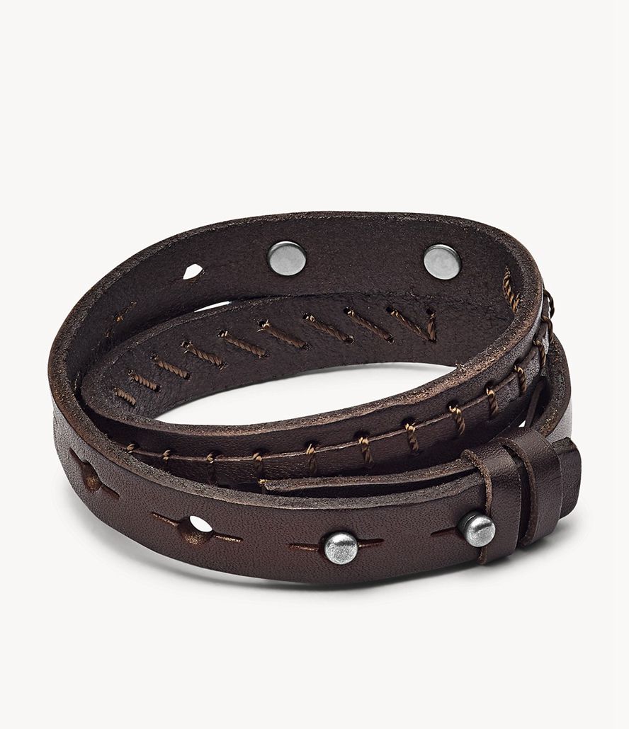 Fossil Double Wrap Armbånd Herre Brune | HNMBLD-254