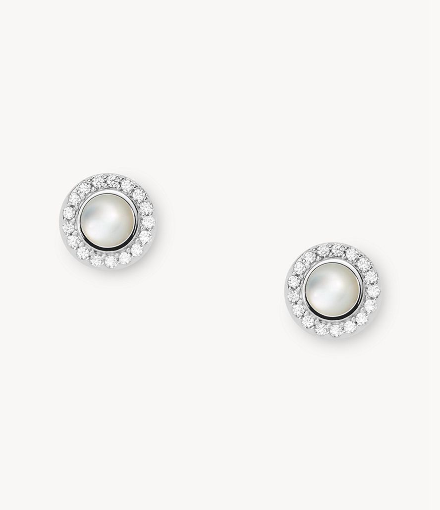 Fossil Elliott Little Charms Mother-Of-Pearl Sterling Stud Øreringe Dame Sølv | MXUVOT-037