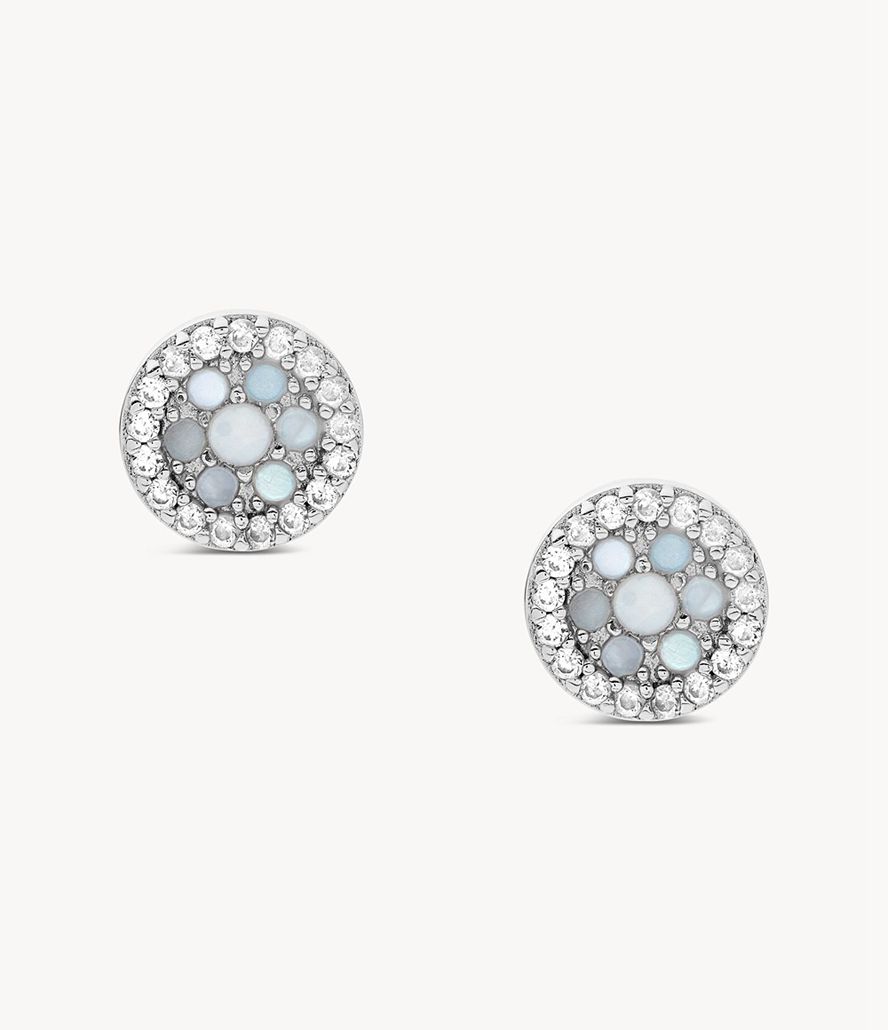 Fossil Elliott Mother-Of-Pearl Sterling Stud Øreringe Dame Sølv | IZFMKY-293