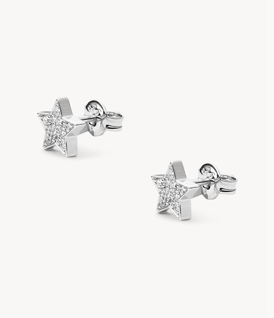 Fossil Elliott Sterling Glitz Star Studs Øreringe Dame Sølv | JBOKAZ-145