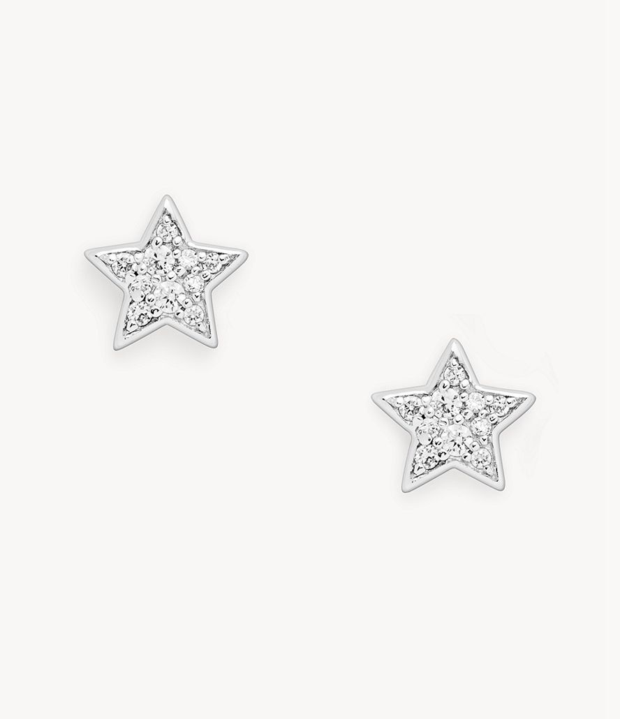 Fossil Elliott Sterling Glitz Star Studs Øreringe Dame Sølv | JBOKAZ-145