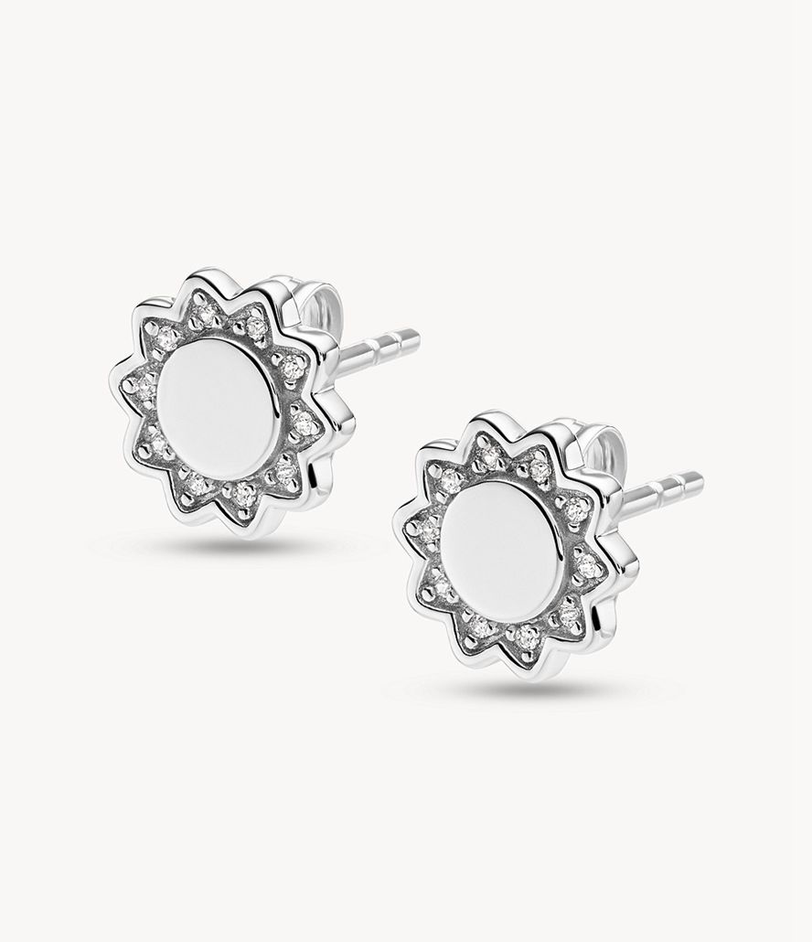 Fossil Elliott You Are My Sunshine Silver-Tone Sterling Stud Øreringe Dame Sølv | LVJGBP-704