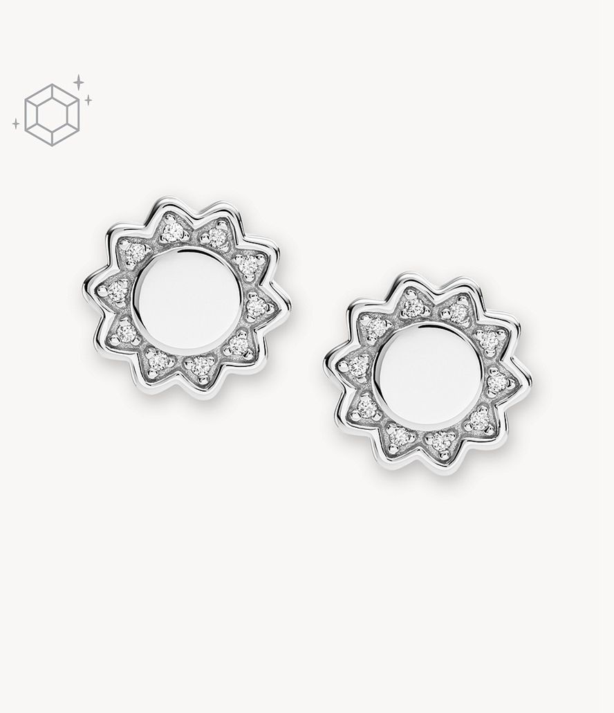 Fossil Elliott You Are My Sunshine Silver-Tone Sterling Stud Øreringe Dame Sølv | LVJGBP-704