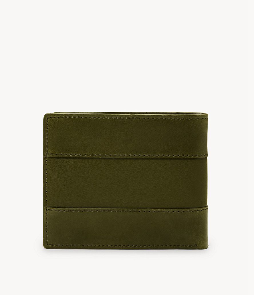 Fossil Everett Bifold Tegnebog Herre Olivengrøn | PKQJCA-184