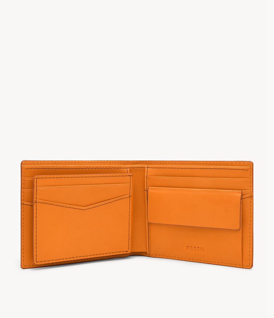 Fossil Everett Bifold Tegnebog Herre Orange | WAFIEV-758