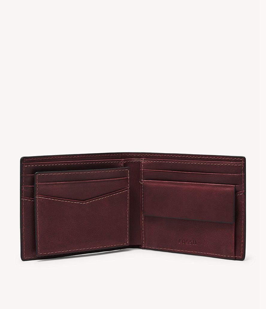 Fossil Everett Large Bifold Tegnebog Herre Lilla | PCKUTG-950