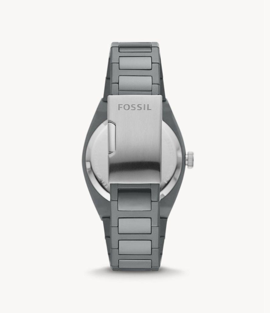 Fossil Everett Three-Hand Date Keramisk Ure Herre Grå | HLEWCJ-819