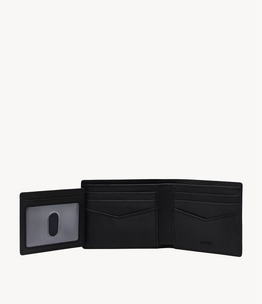 Fossil Everett With Flip Id Bifold Tegnebog Herre Sort | KJVFGL-482