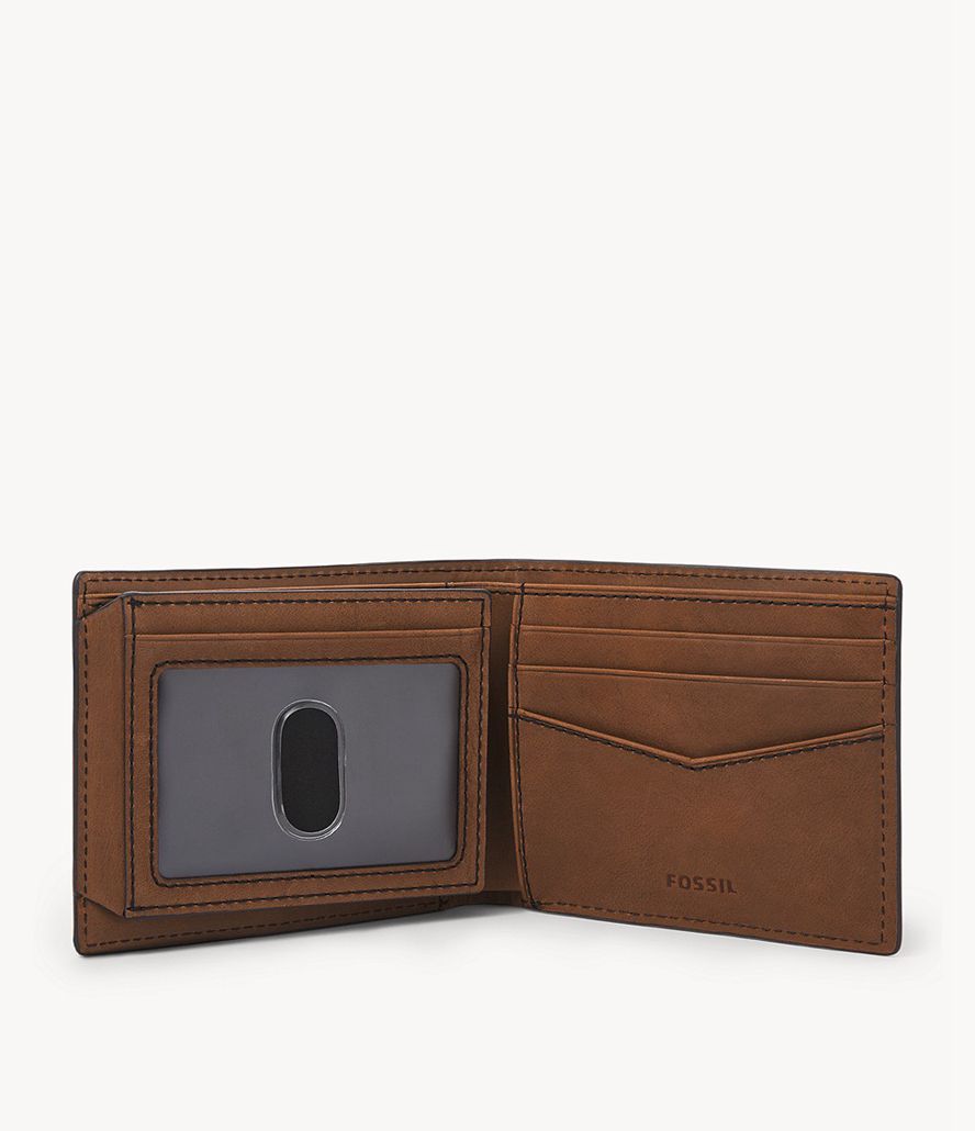 Fossil Everett With Flip Id Bifold Tegnebog Herre Brune | NDISEH-341