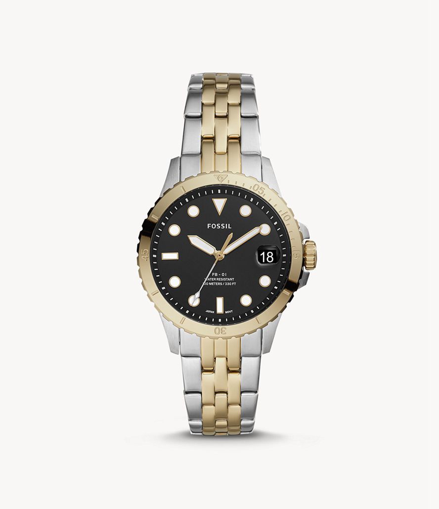 Fossil Fb-01 Three-Hand Date Two-Tone Stainless Steel Ure Dame Sølv | RKBUJC-692