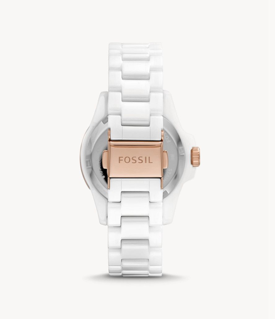 Fossil Fb-01 Three-Hand Keramisk Ure Dame Hvide | EDNSKU-043