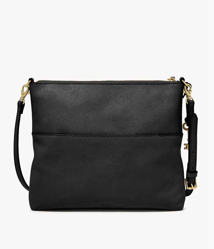 Fossil Fiona Large Crossbody Taske Dame Sort | GOPEKJ-754