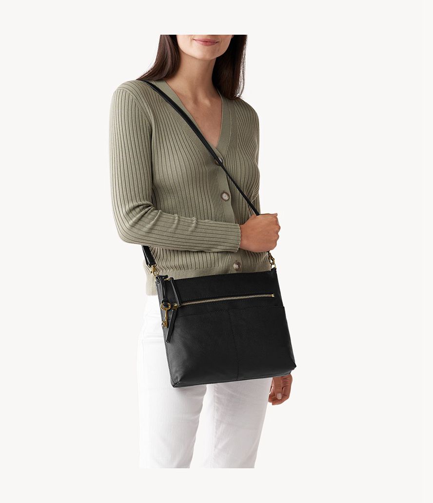 Fossil Fiona Large Crossbody Taske Dame Sort | GOPEKJ-754