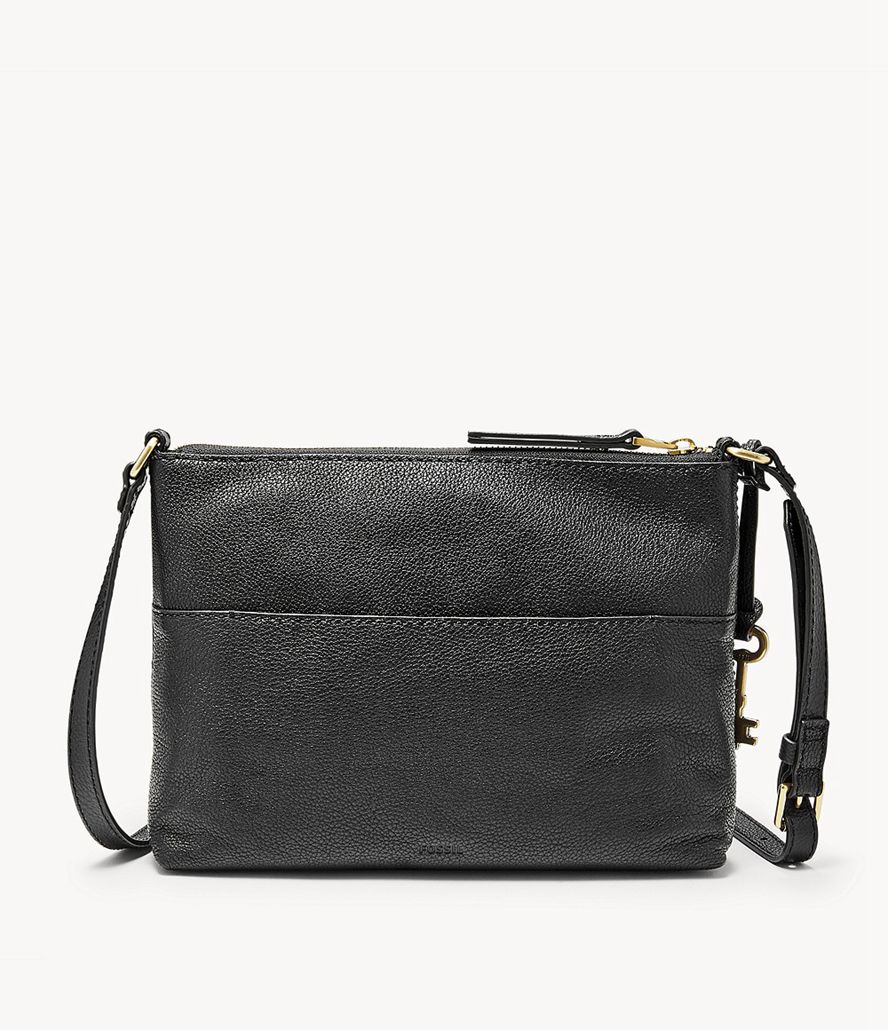 Fossil Fiona Small E/W Crossbody Taske Dame Sort | BDYSFE-461