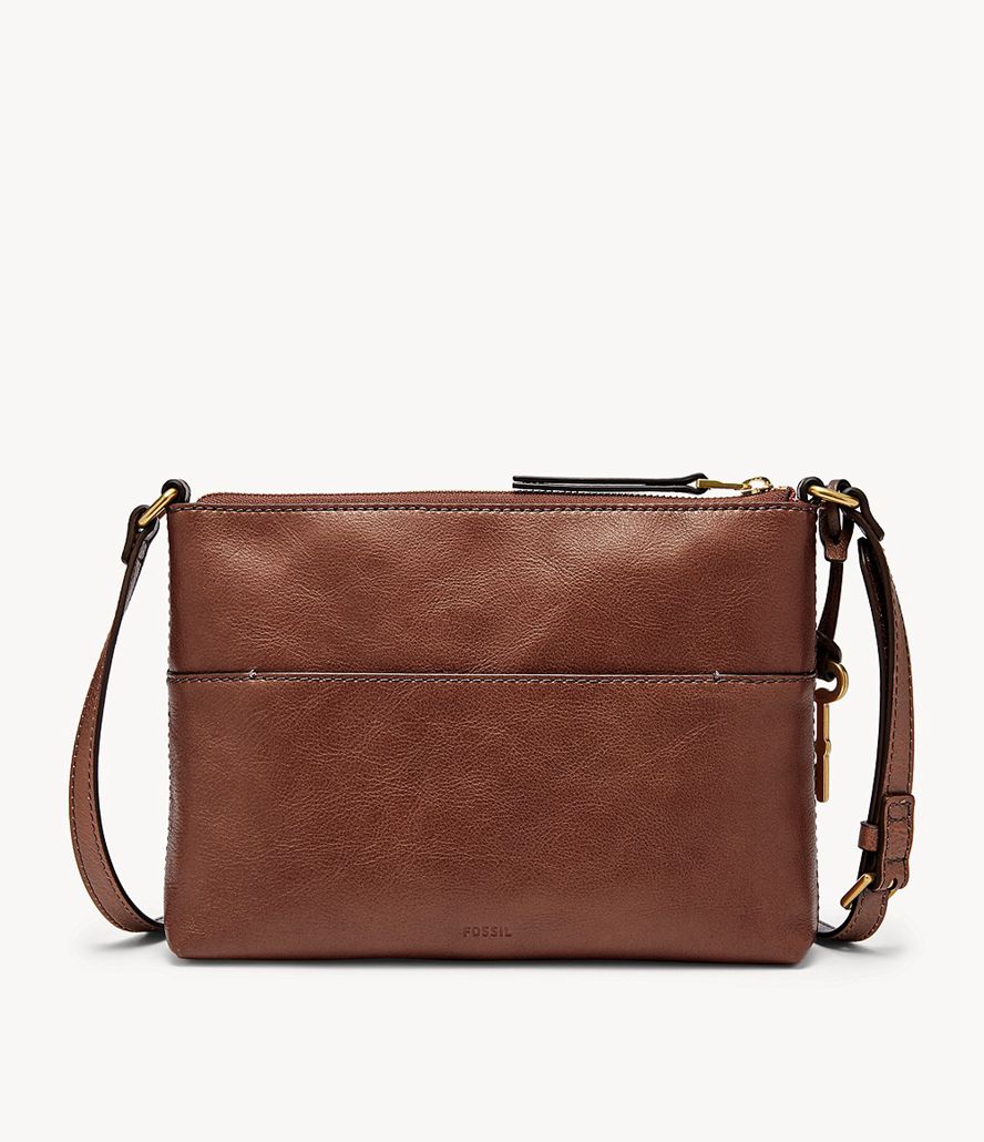 Fossil Fiona Small E/W Crossbody Taske Dame Brune | WYJUVX-203