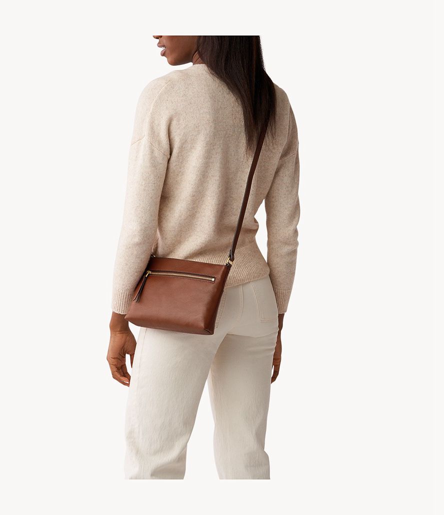 Fossil Fiona Small E/W Crossbody Taske Dame Brune | WYJUVX-203