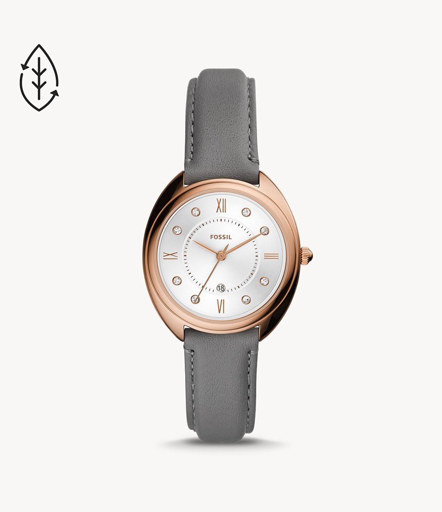 Fossil Gabby Three-Hand Date Læder Ure Dame Lyserød Guld | YLXFTG-810