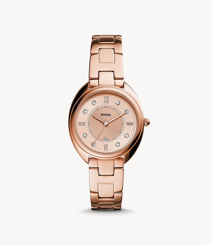 Fossil Gabby Three-Hand Date Tone Stainless Steel Ure Dame Lyserød Guld | KMOSJH-012